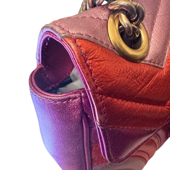 297 Preloved Gucci GG Marmont Metallic Chevron Mattelasse($$ Marked Down 2-9-25) - Picture 3 of 9